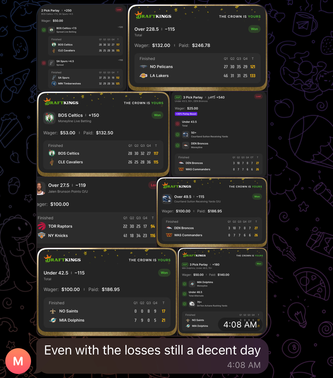 Friendly reminder that a "decent" day using GameChampAI is winning 8/9 Slips 😂🔥💰✅