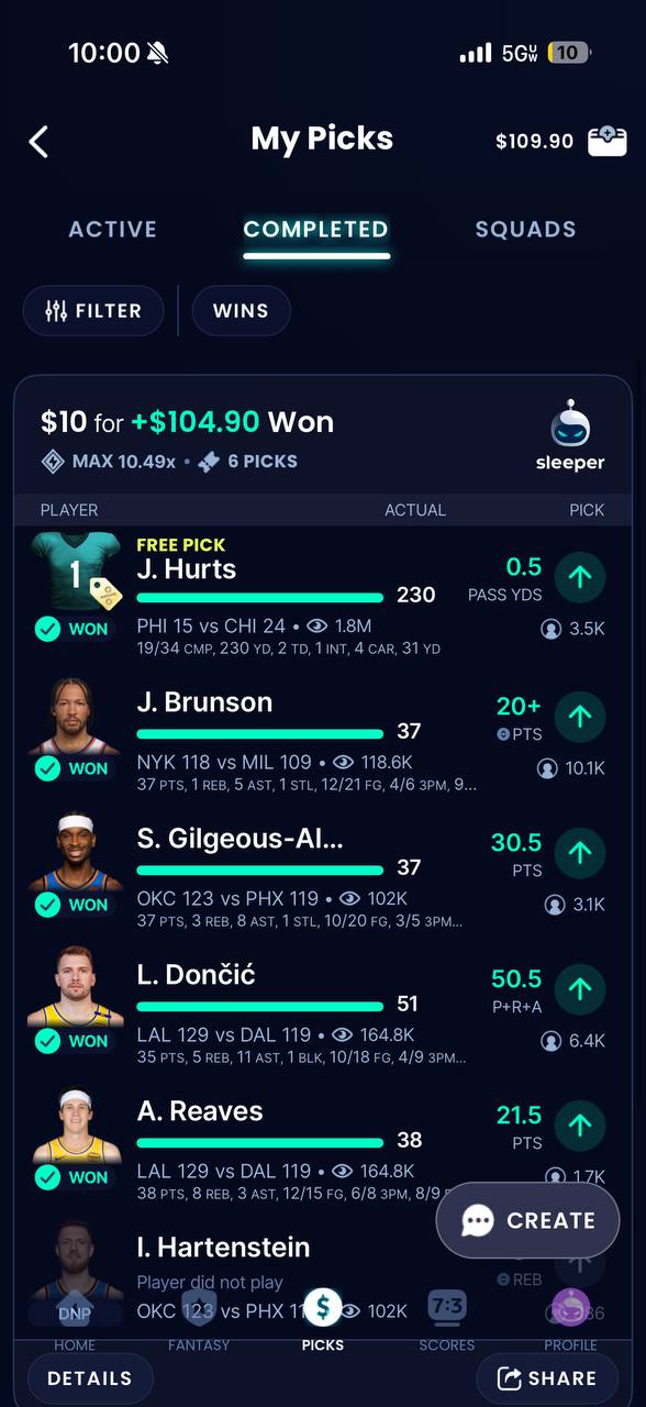 First Day Member Win, Conor F. $10 ———> $104.90 ✅